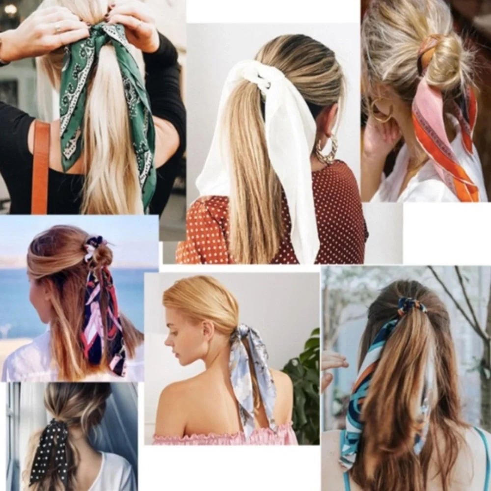 Boho Hair Scrunchie Scarf Bow
